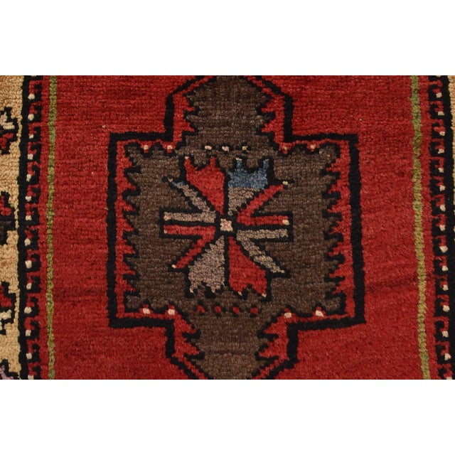 Malatya Rug 1’8” X 3’7” Red Wool Vintage Tribal Hand-Knotted Oriental Carpet For Sale - Image 4 of 9