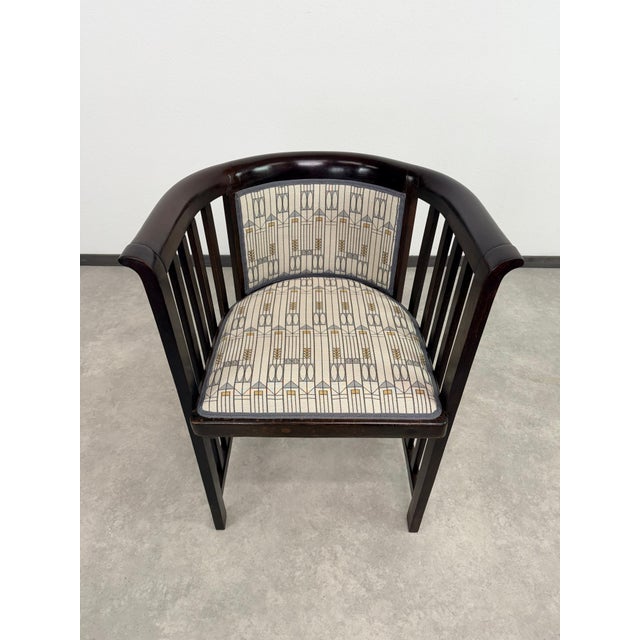 Iconic Art Nouveau Fledermaus No. 423 armchair by Josef Hoffmann.This classic Vienna Secession piece is professionally...
