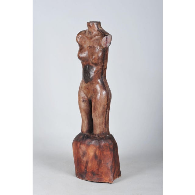 Art Deco Nude Sculpture in Polychromed Wood, 1930s For Sale - Image 9 of 9