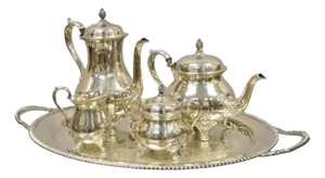 Mid 20th Century Wilcox International Silver Co Silver Plated Tea Set Wth Serving Tray - 5 Pieces