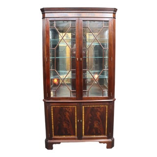 Stickley Mahogany Corner Cabinet With Glass Doors For Sale