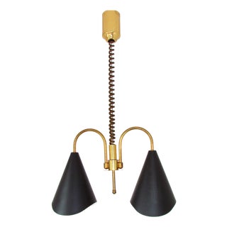 Mid-Century Modern Pendant Light in Brass and Metal, 1970s For Sale