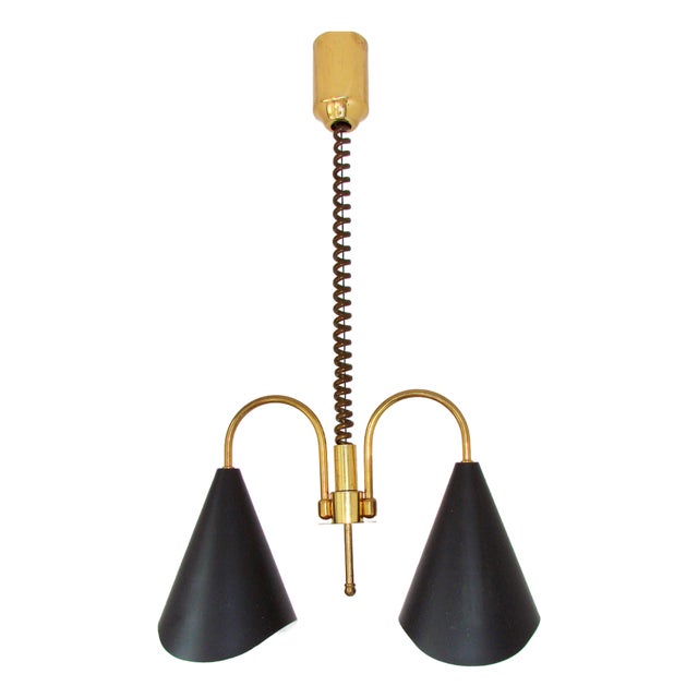Mid-Century Modern Pendant Light in Brass and Metal, 1970s For Sale