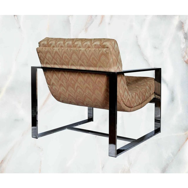 Milo Baughman Vintage Mid Century Modern Milo Baughman Style Chrome Flat Bar Lounge Arm Chair For Sale - Image 4 of 5