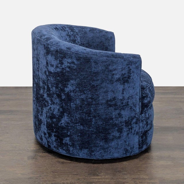 Kava Modern Blue Velvet Lounge Swivel Chair For Sale - Image 4 of 5