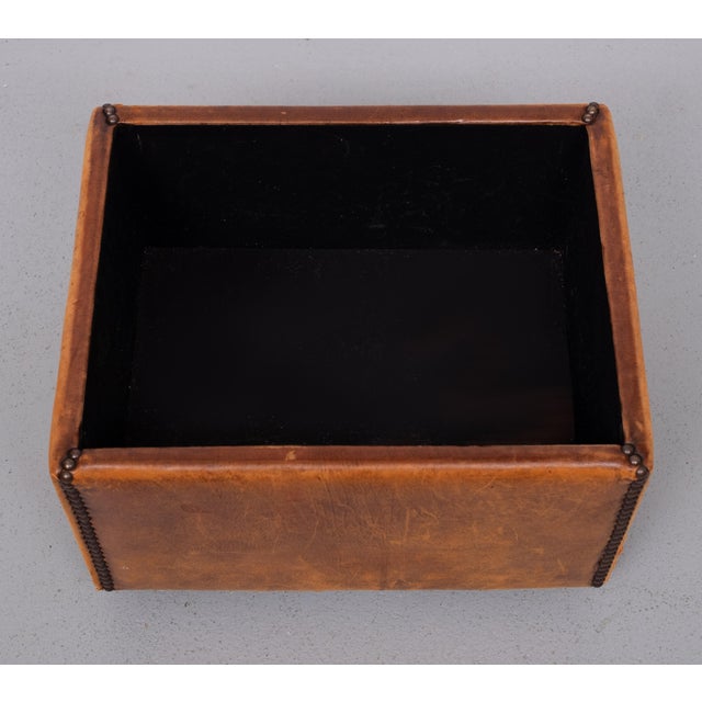 1970s Sheepskin Leather Pouf with Storage, 1970s For Sale - Image 5 of 11