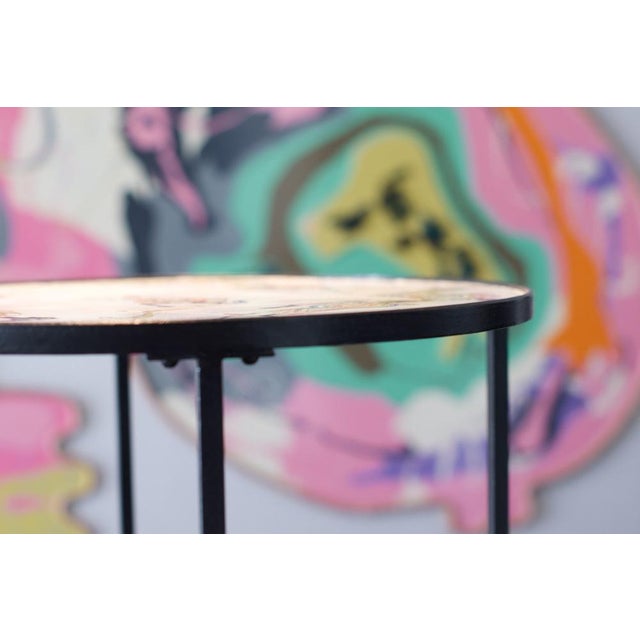 Mid-Century Modern Circular Coffee Table with Warrior Decor by Roger Capron, 1960s For Sale - Image 3 of 11
