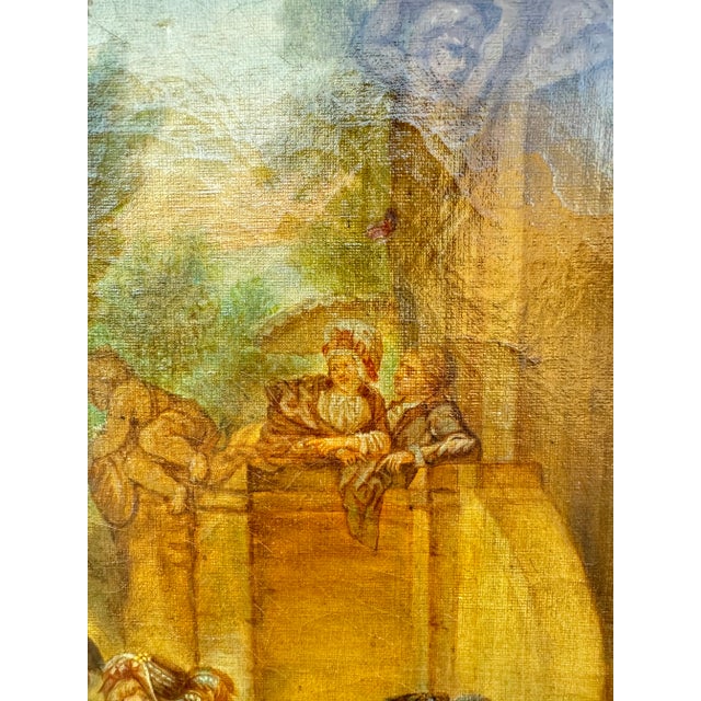 Textile Early 19th Century American Oil on Canvas Painting For Sale - Image 7 of 12