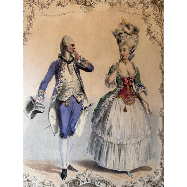 Mid 19th Century Court Costume, 1847, Lithograph For Sale - Image 5 of 10