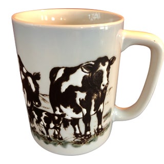 Cow Coffee Tea Mug Cup by Otagiri Japan-"The Edith Collection" Embossed For Sale