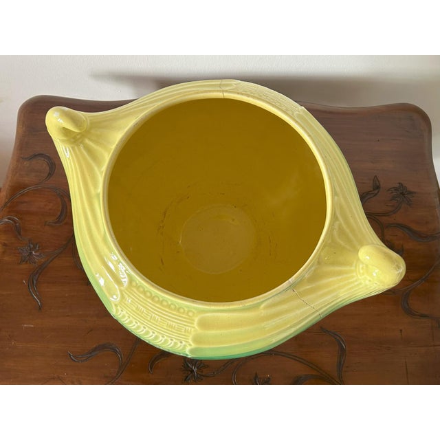 Green Large Art Nouveau Ceramic Cachepot by Christopher Dresser for S.C.I. Laveno, c. 1910 For Sale - Image 8 of 15
