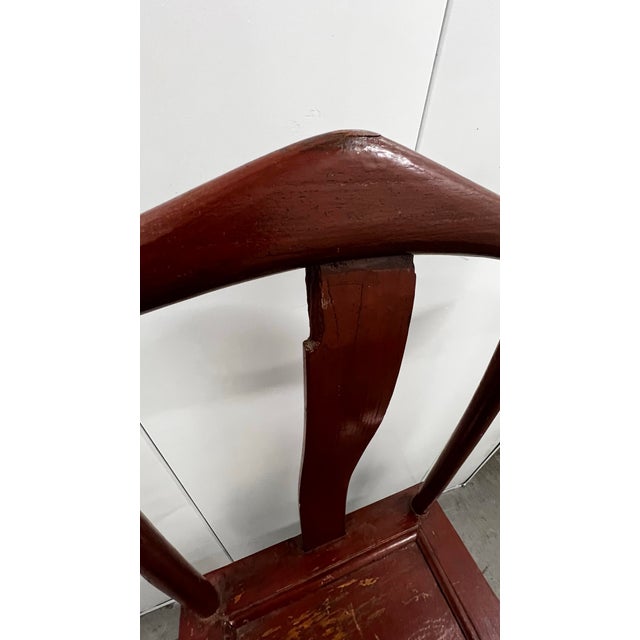 Mid 20th Century Pair of Vintage Chinese Yoke-Back Hardwood Side Chairs, Mid-20th Century For Sale - Image 5 of 6