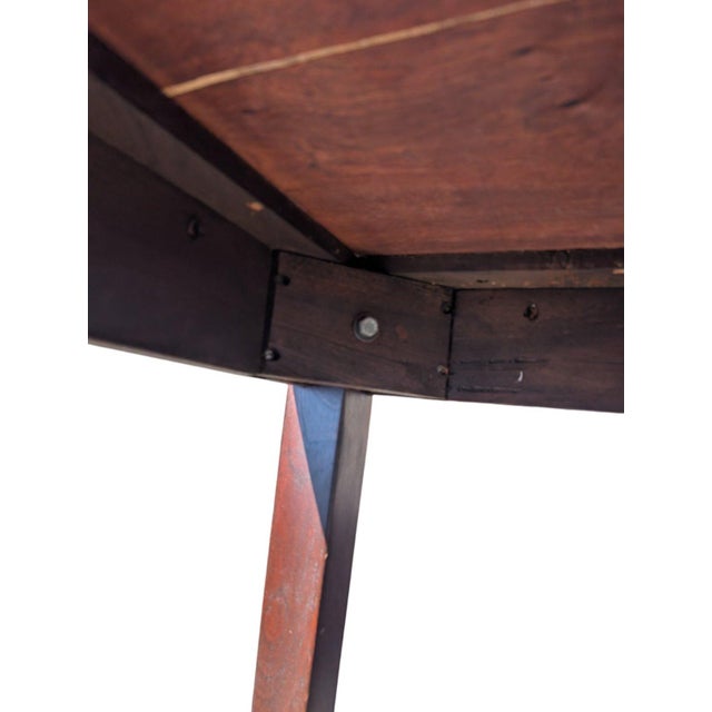 Wood Vintage Paraguayan Hand-Tooled Leather Top Writing Desk For Sale - Image 7 of 7