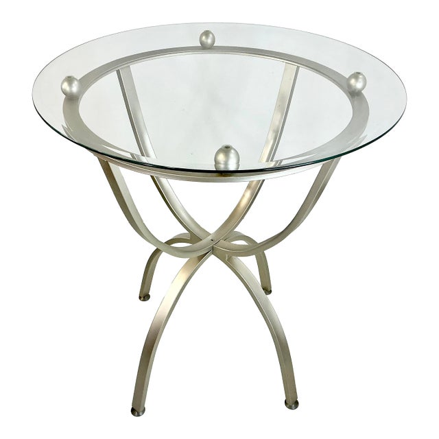 Late 20th C. Contemporary Modern Aluminum Barstool-Height Dining Table For Sale