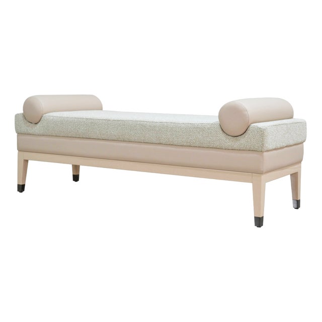 Italian Bench in Quinoa Fabric and Beige Leather from Kabinet For Sale
