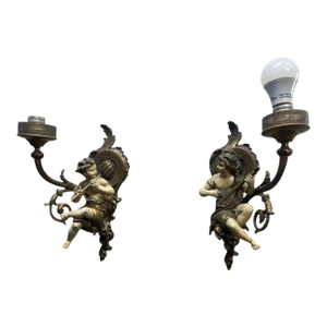 1900s Light Wall Sconces - a Pair