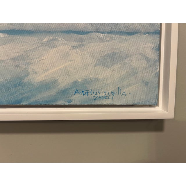 Contemporary Vintage, Minimalistic Seascape Acrylic Painting on Canvas, Andrew Giranella (1947-), Framed For Sale - Image 3 of 3