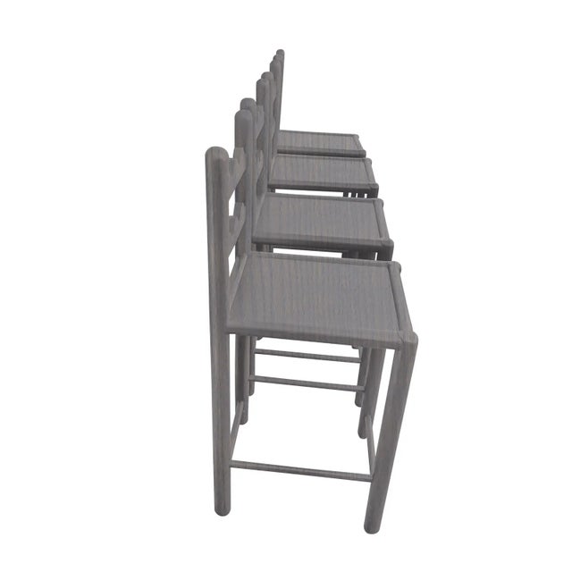 French Country Solid Oak Country French Counter Stools Weathered Gray- For Sale - Image 3 of 5