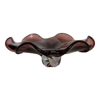 1990’s Royal Gallery Art Glass Amethyst Color Scheme With Clear Base For Sale