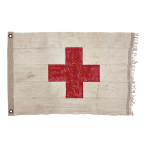 Distressed Red Cross Flag From Vintage Handspun Cotton