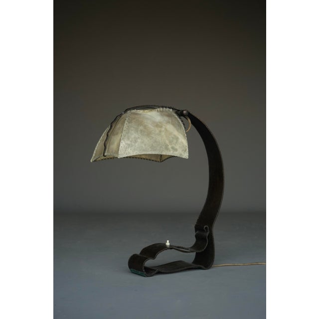 Amsterdam School Metal and Parchment Desk Lamp, 1920s For Sale - Image 4 of 18