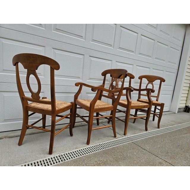 1990s Pottery Barn Rush Seat Dining Chairs - Set of Four For Sale - Image 5 of 10
