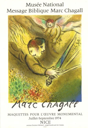1974 Marc Chagall 'The Angel of Judgment' Modernism Yellow,White,Green,Black France Lithograph