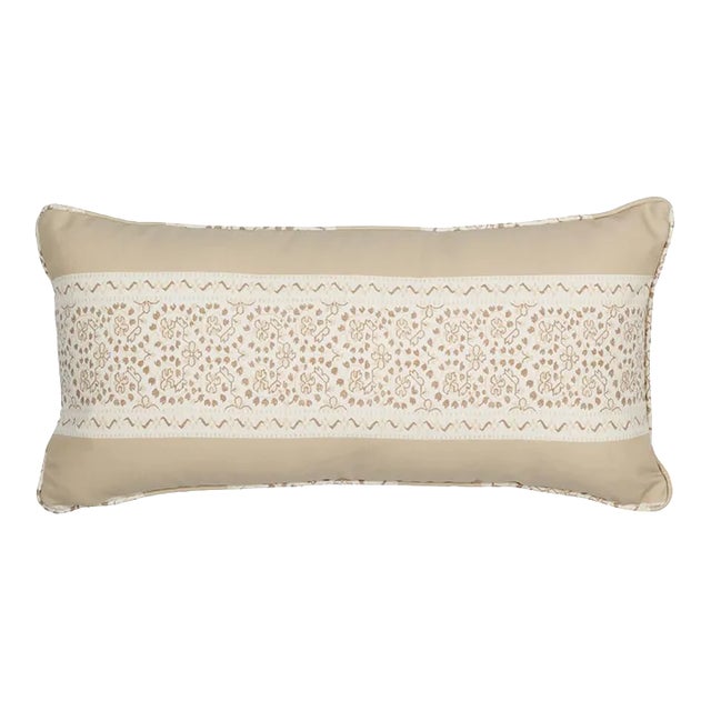 Schumacher x Mark D. Sikes Jasmine Indoor/Outdoor 24" Lumbar Pillow in Neutral For Sale