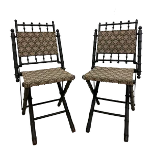Late 19th Century E. W. Vail Civil War Folding Camp Chair - Set of 2