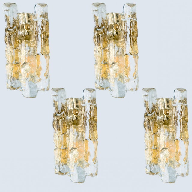 Textured Ice Glass Gold Wall Light attributed to J. T. Kalmar for Kalmar, 1970 For Sale - Image 16 of 17