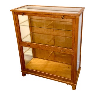 Early 20th Century Oak and Glass Floor Display Case For Sale