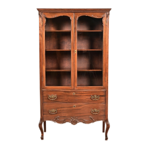 Antique Victorian Carved Mahogany Bookcase or Bar Cabinet, Circa 1890s