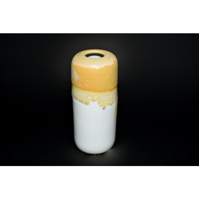 Cream Japanese Wabi Sabi Mini Ceramic Vases Golden Leaves Set of Four For Sale - Image 8 of 12