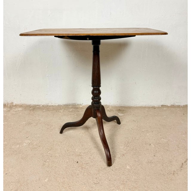 Brown 20th Century Spanish Rectangular-Top Side Table on Tripod Base, 1940 For Sale - Image 8 of 14