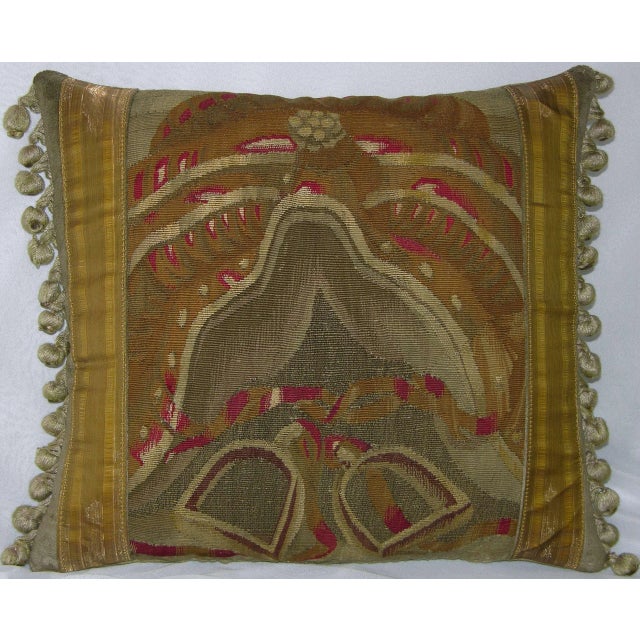 17th Century 17th Century Antique Brussels Tapestry Pillow For Sale - Image 5 of 5