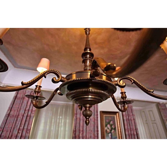 2000 - 2009 Empire Bronze 6-Arm Chandelier For Sale - Image 5 of 7