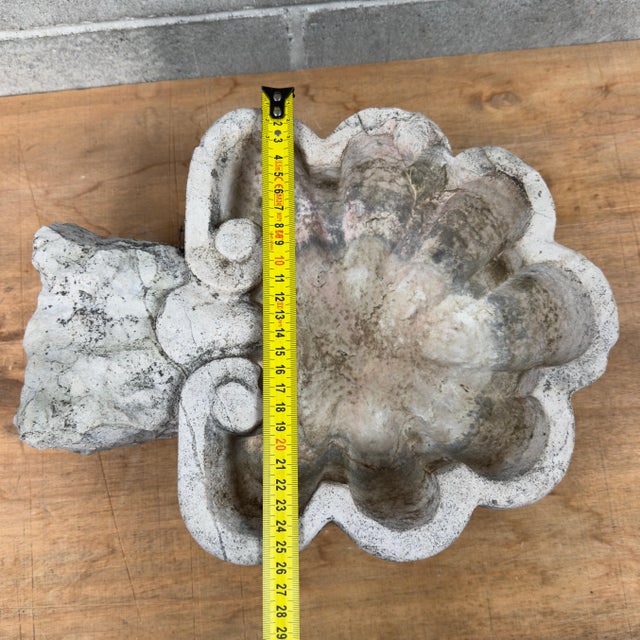 Gray Antique Holy Water Stoup in Carved Stone, 20th Century For Sale - Image 8 of 11