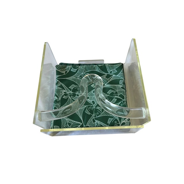 Celerie Kemble Vintage Sculptural Lucite Cocktail Napkin Holder With Curved Swing Arm For Sale - Image 4 of 11
