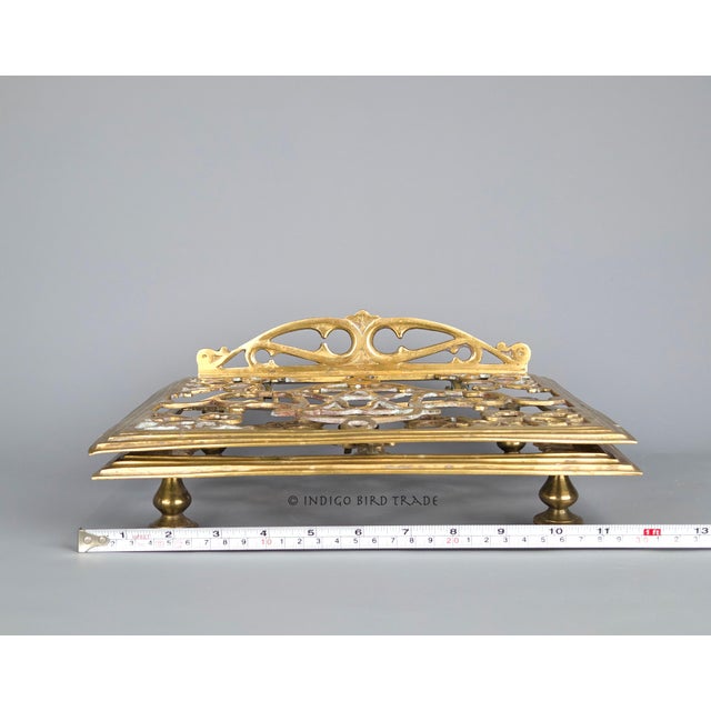 XLarge Antique Brass Folding Book Easel Stand For Sale In Greenville, SC - Image 6 of 8