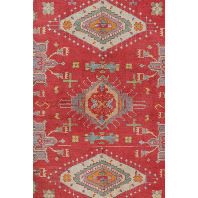 1920s 1920s Antique Agra Rug in Red With Colorful Geometric Patterns, From Rug & Kilim For Sale - Image 5 of 8