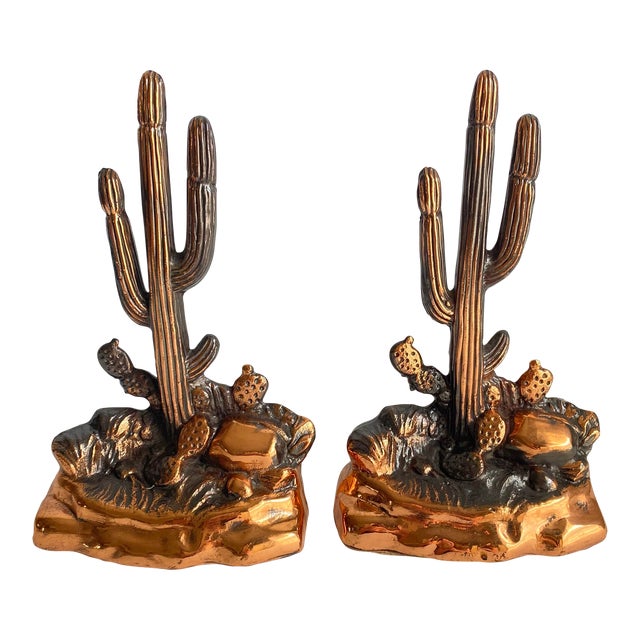 X&Y Bronze Kiwano Bookends - Green Cactus main image 1
