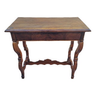 Spanish Lyre Console Table in Walnut For Sale