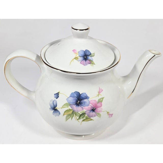 Late 20th Century Pastel Pansies Teapot For Sale - Image 11 of 12