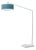 Stretch 87"h 1-Light Arc Lamp, Turquoise Linen Shade, White Body, Dimmable, for Living Room or Bedroom For Sale