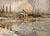 Oil painting on panel depicting snowfall, title “Lago di Monate”, 20th century, signed Onorato Caldera, fine frame,...