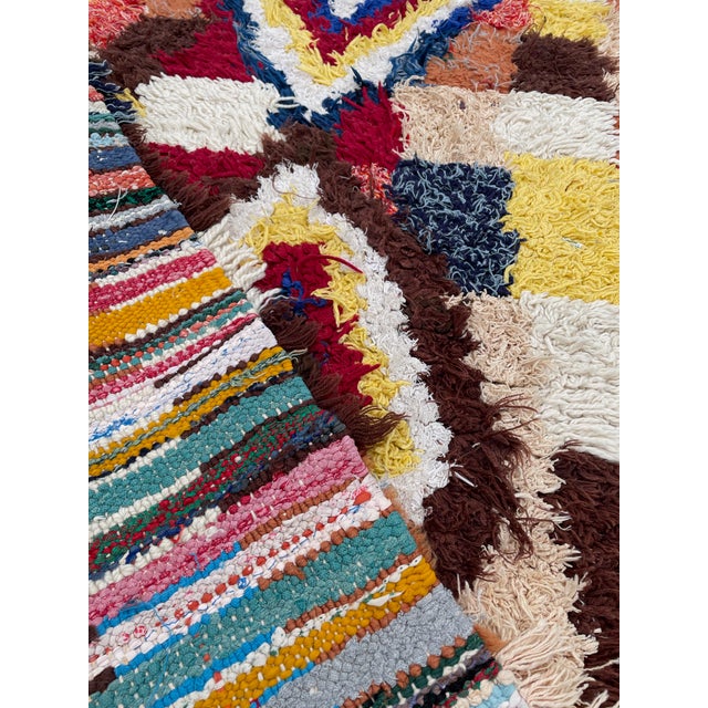 White Colorful Moroccan Azilal Wool Rug For Sale - Image 8 of 9