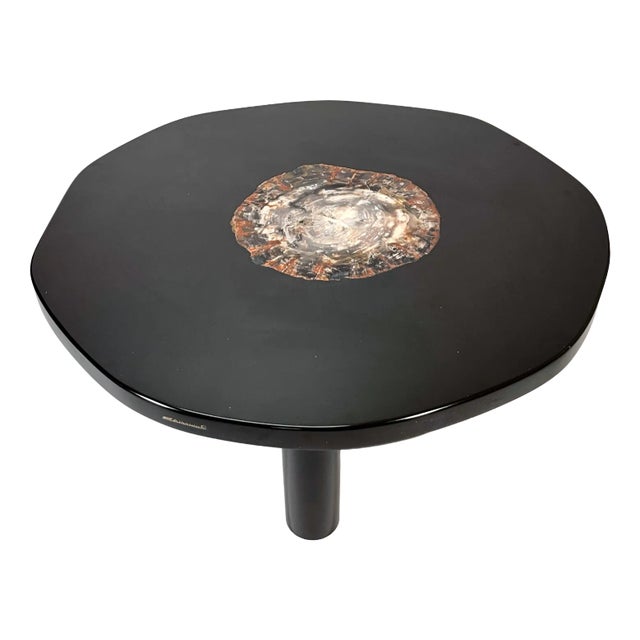 Freeform Coffee Table Resin & Wood by E. Almeersch, 1978 For Sale