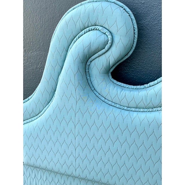 Late 20th Century Vintage Regency Upholstered Queen Headboard For Sale - Image 5 of 12