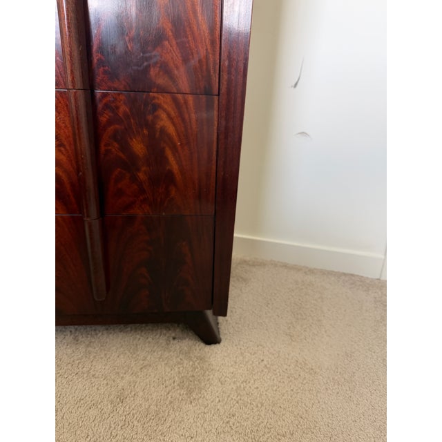 Mid Century Modern Flame Mahogany Tall Dresser For Sale - Image 4 of 12