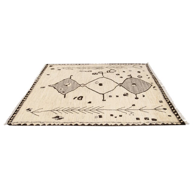 Modern Moroccan-Style Tribal Room Size Wool Rug 8 Ft 4 in X 9 Ft 7 In For Sale - Image 11 of 13